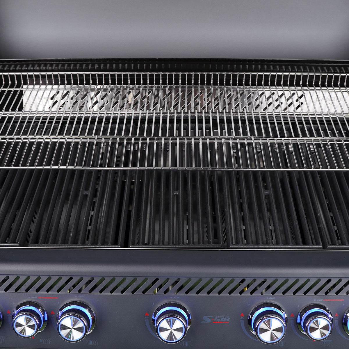 Gassgrill Santos S-518 PRO All Black 5 brennere støpejernsrist sidebrenner