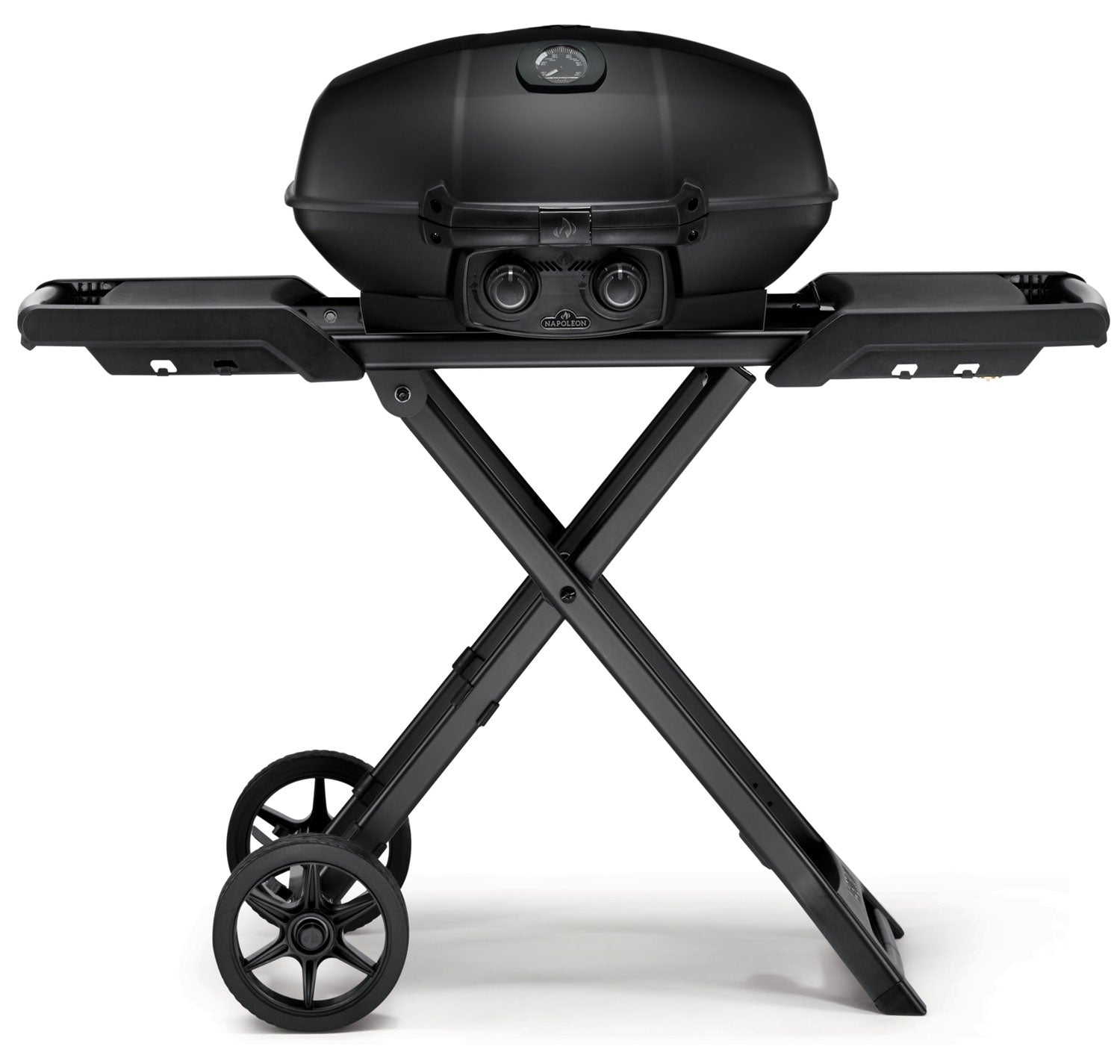 Gassgrill TravelQ PRO285X Phantom matt svart med vogn forfra