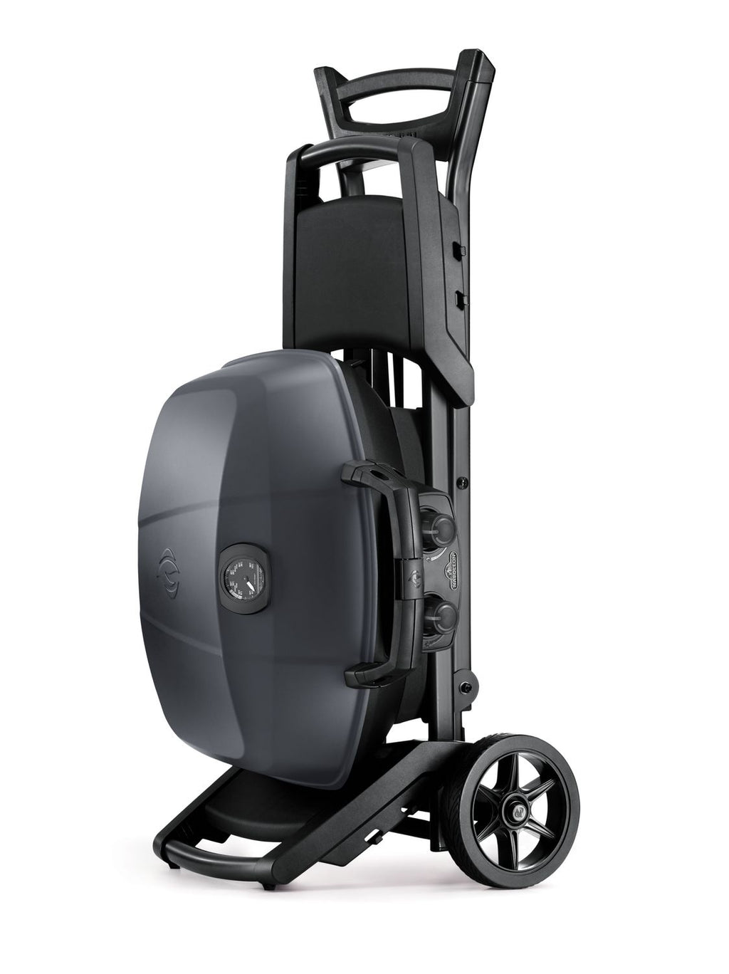 Nærbilde av ACCU PROBE termometer på Gassgrill TravelQ PRO285X Phantom matt svart med vogn