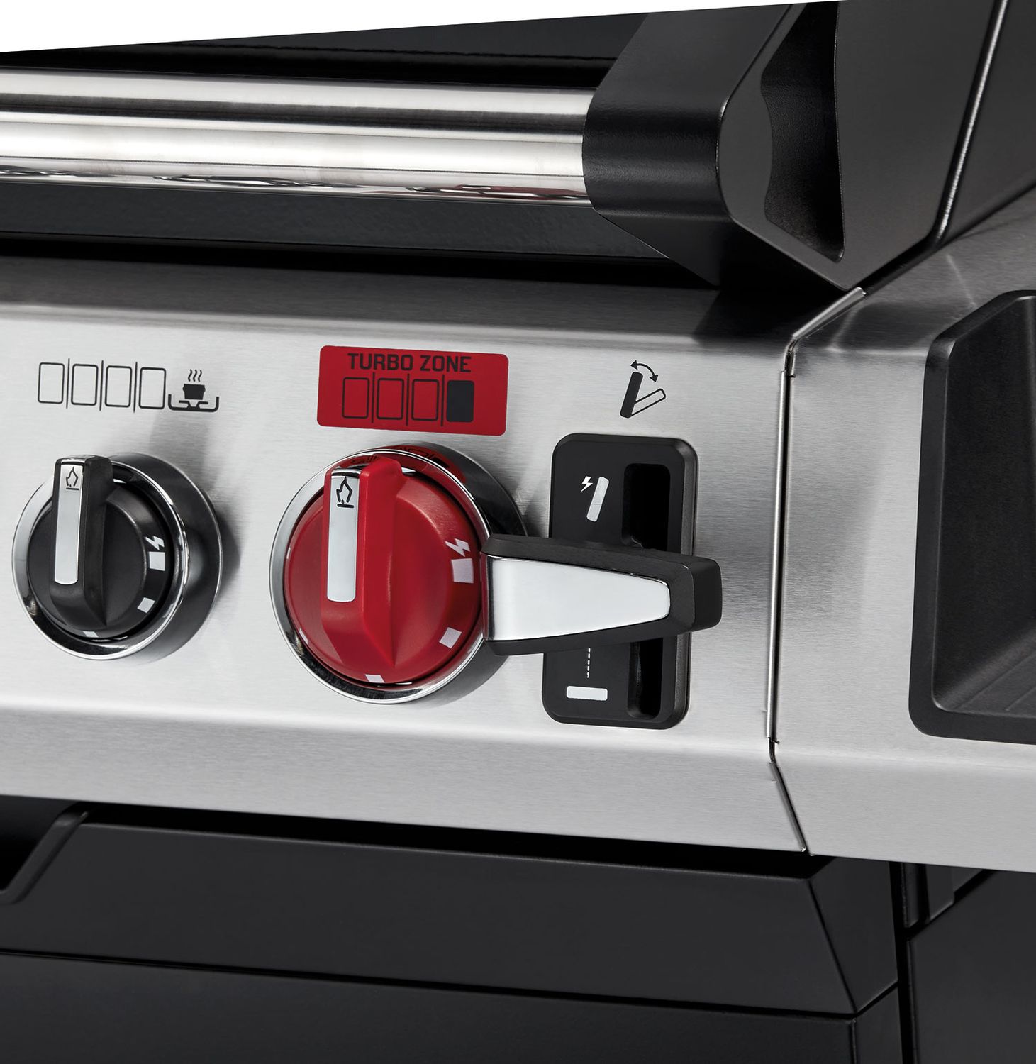 Gassgrill UNIQ 4 IK med CRUSTER bakbrenner detalj av kontrollpanel