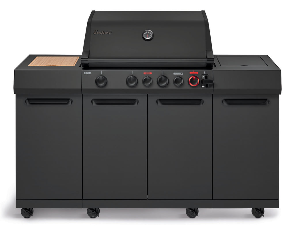 Gassgrill UNIQ 4 IK Kitchen Shadow med CRUSTER bakbrenner forfra