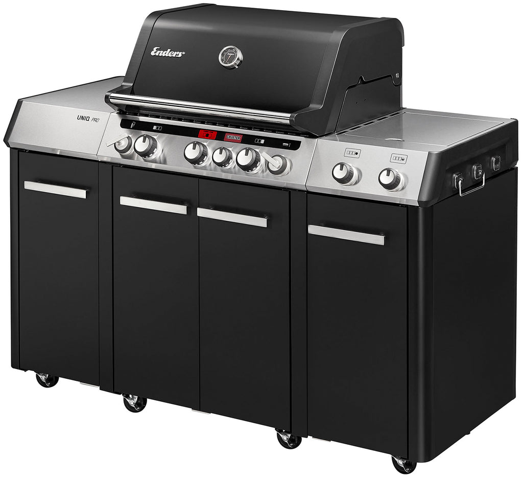 Gassgrill UNIQ Pro 3 IK Kitchen med CRUSTER bakbrenner forfra