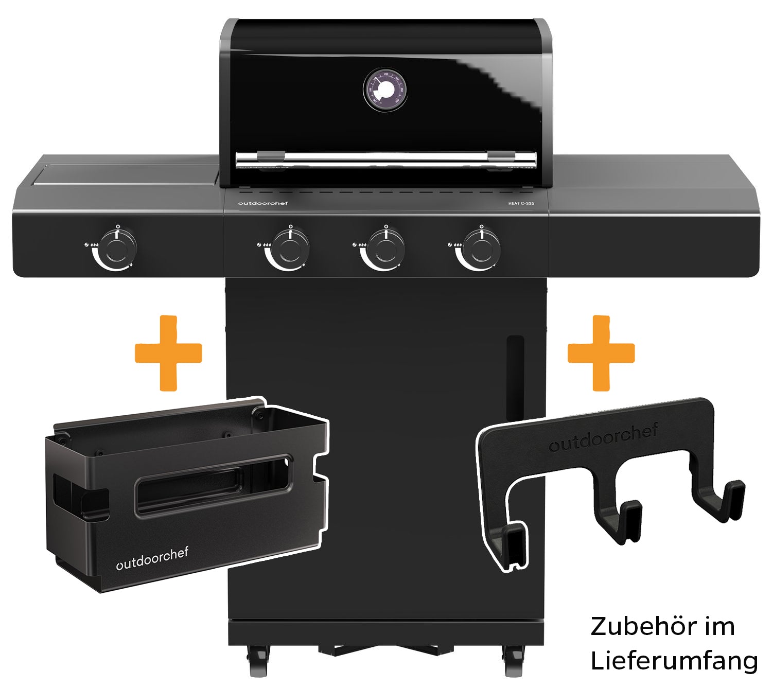 Nærbilde av brennere på Gassgrill HEAT C-335 3 brennere med Blazing Zone - Outdoorchef