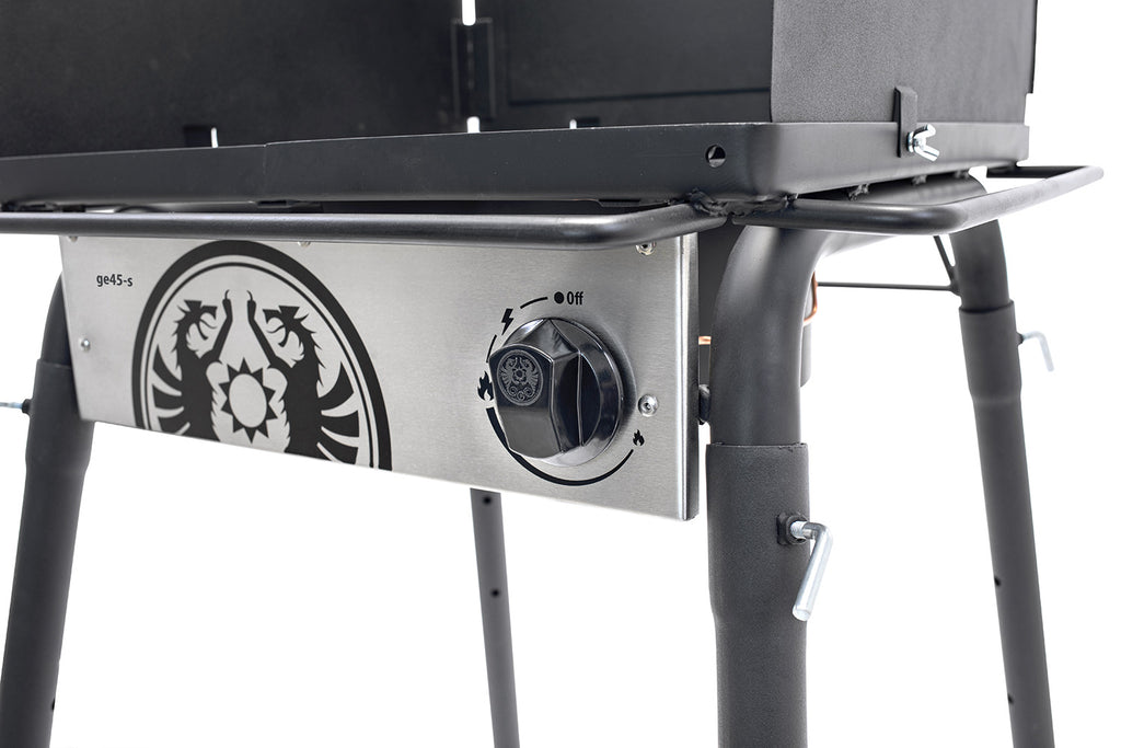 Oversikt over Gasskoker GE45 med enkeltbrenner 5 kW 45x45 cm Petromax med avtagbare ben