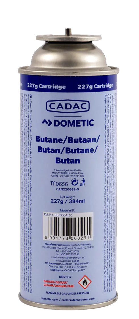 Bakside av Gasspatron 227 g butan med bajonettkobling SSN-29 - CADAC