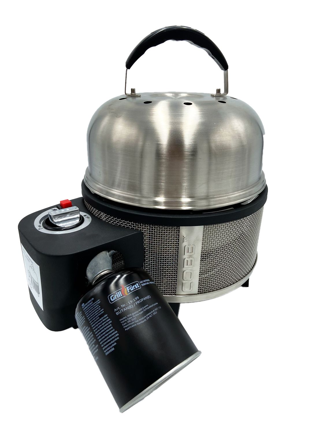 Bruk av Gasspatron 450 g skrukartusje 12-pakning - Grillfürst på gassgrill