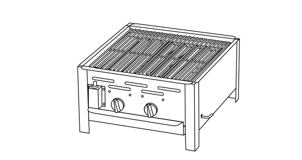 Gastrogrill 2 brennere med forkrommet grillrist 7,4 kW - TGO forfra