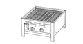 Gastrogrill 2 brennere med forkrommet grillrist 7,4 kW - TGO forfra
