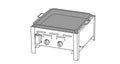 Gastrogrill 2 brennere med stålpanne rustfritt stål 7,4 kW forfra
