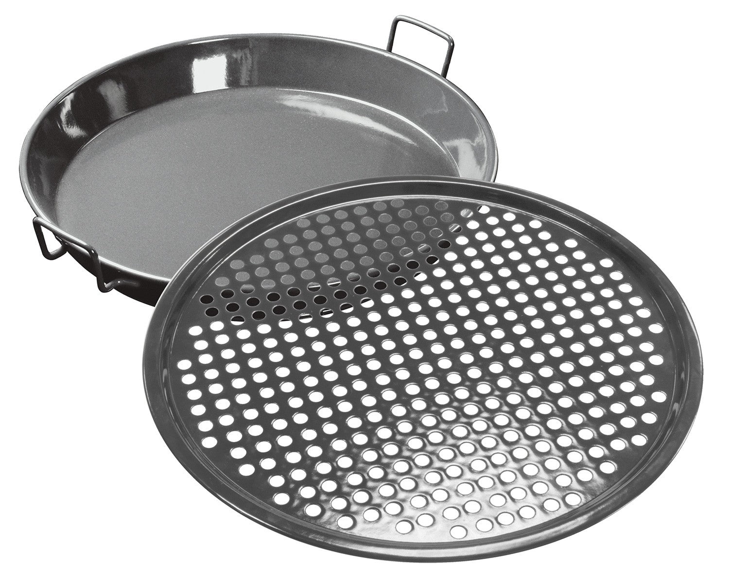 Gourmet sett panne 40 cm og pizzabrett 39 cm emaljert Outdoorchef forfra