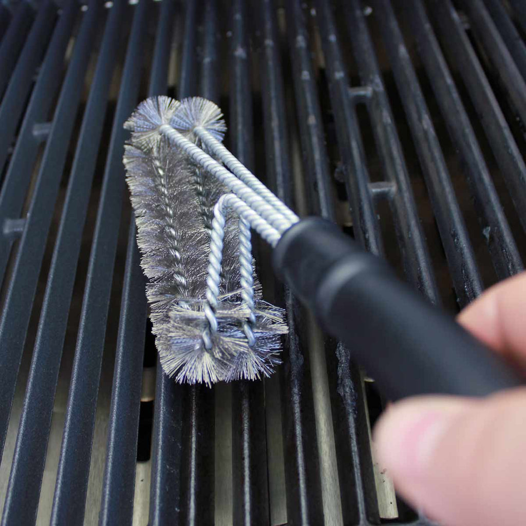 Montert Grillbørste 2-hoder rustfritt stål 33 cm - SANTOS med oppheng