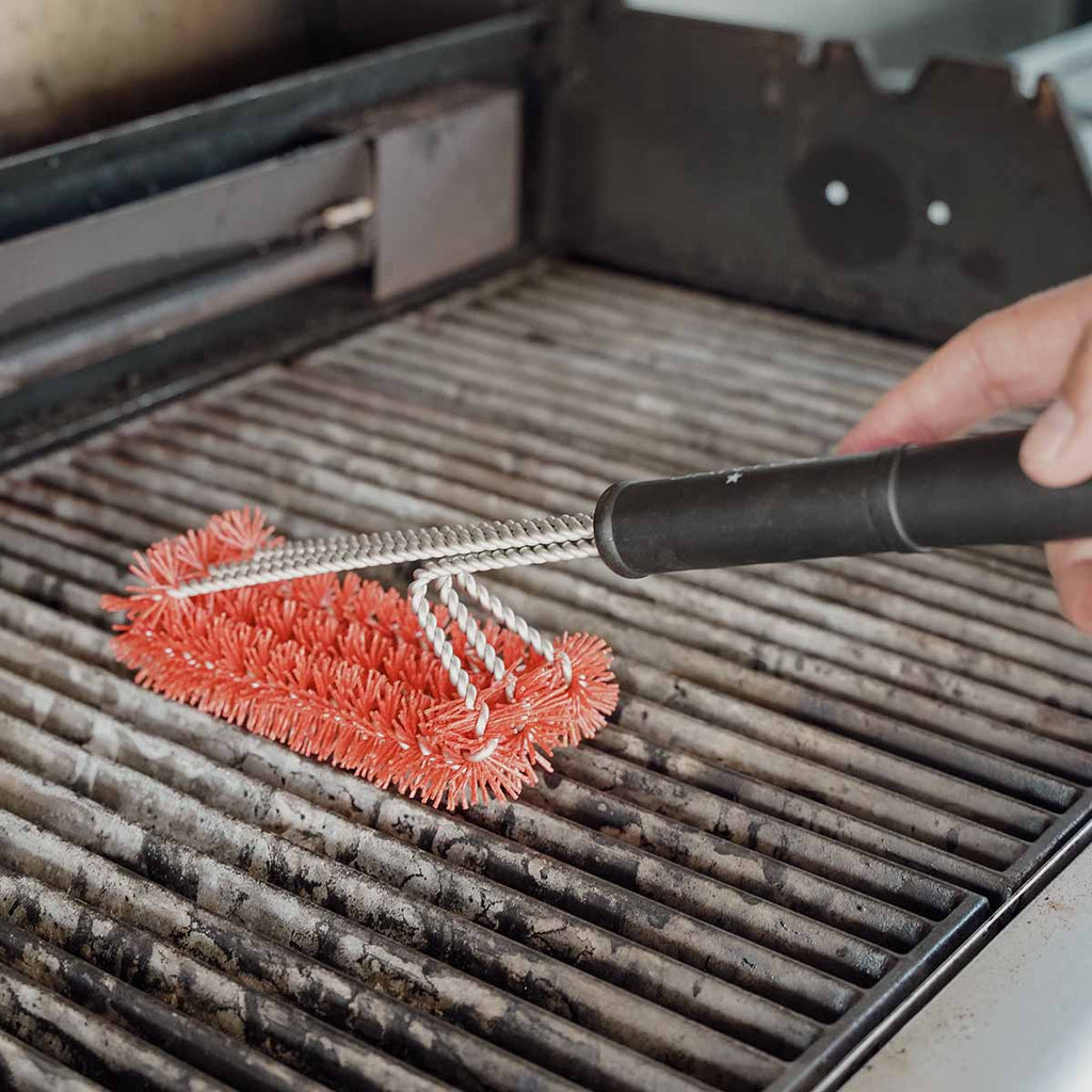 Grillbørste 3-hode nylon 44,5 cm - SANTOS bakside