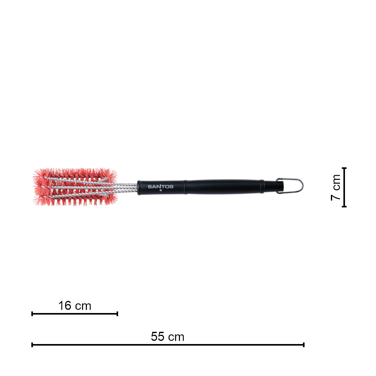 Montert Grillbørste 3-hode nylon 44,5 cm - SANTOS i bruk