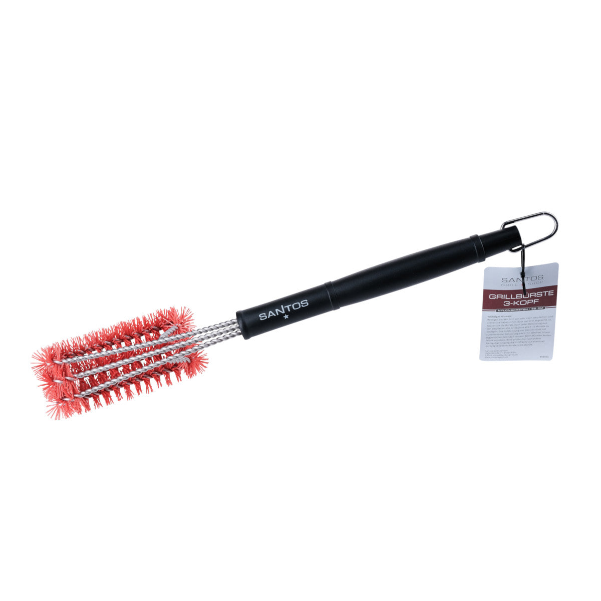 Nærbilde av håndtak på Grillbørste 3-hode nylon 44,5 cm - SANTOS