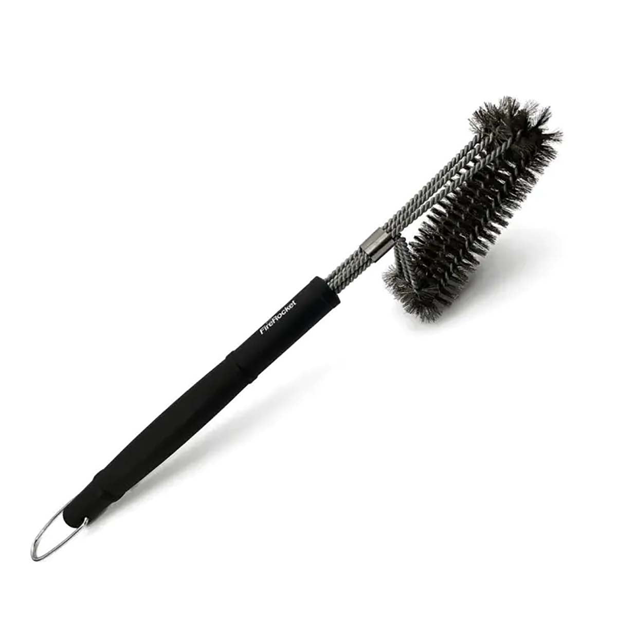 Grillbørste 3-hoder rustfritt stål 45 cm - FireRocket forfra