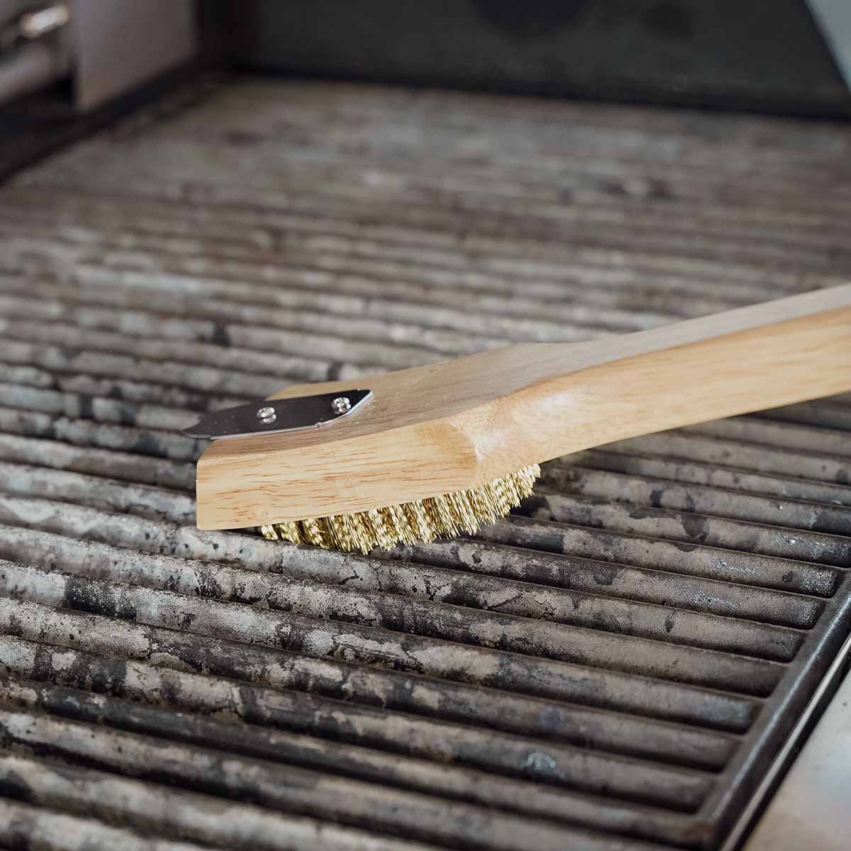 Grillbørste messing med skrape 45 cm tre - SANTOS bakside