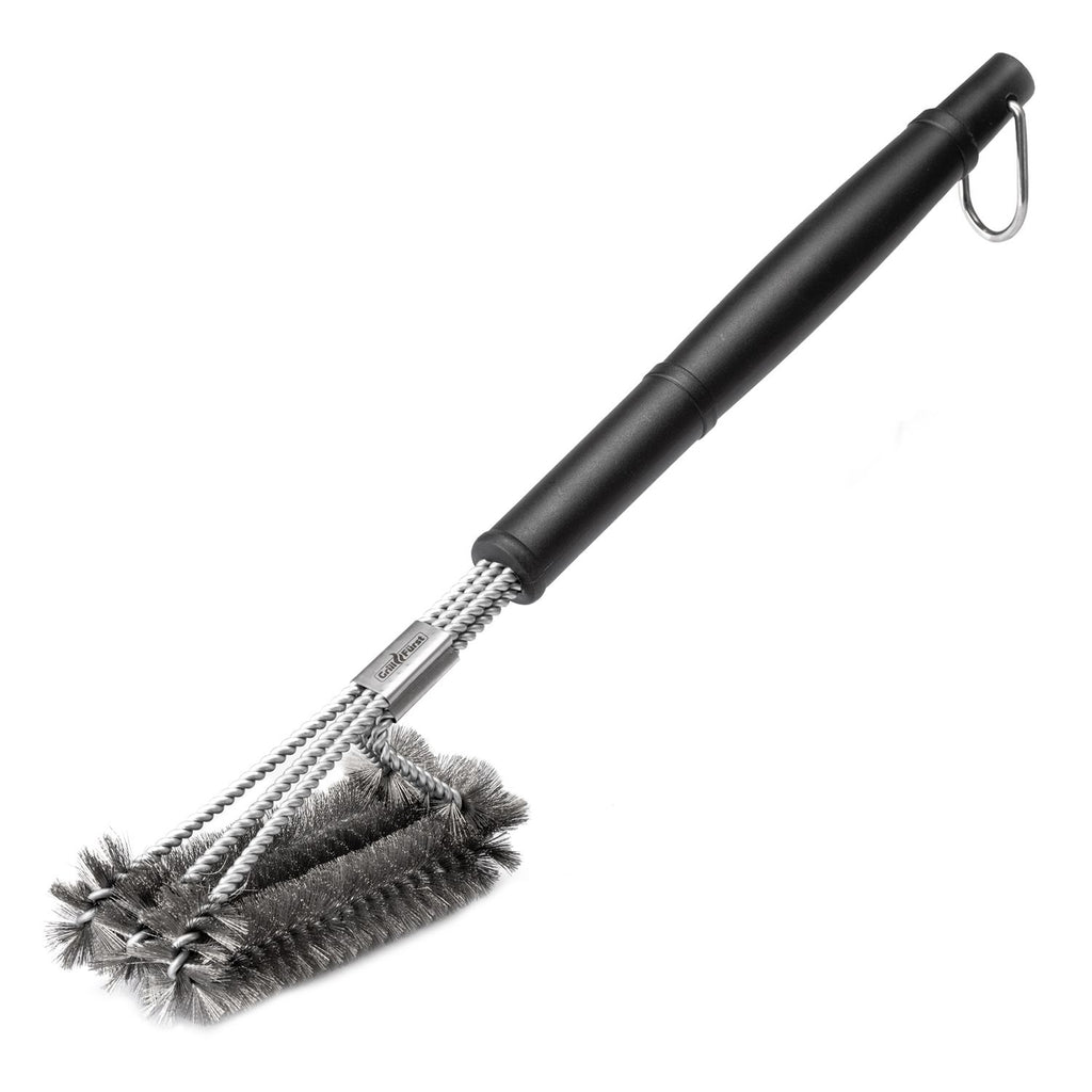 Grillbørste rustfritt stål 45 cm trippelhode - Grillfürst forfra