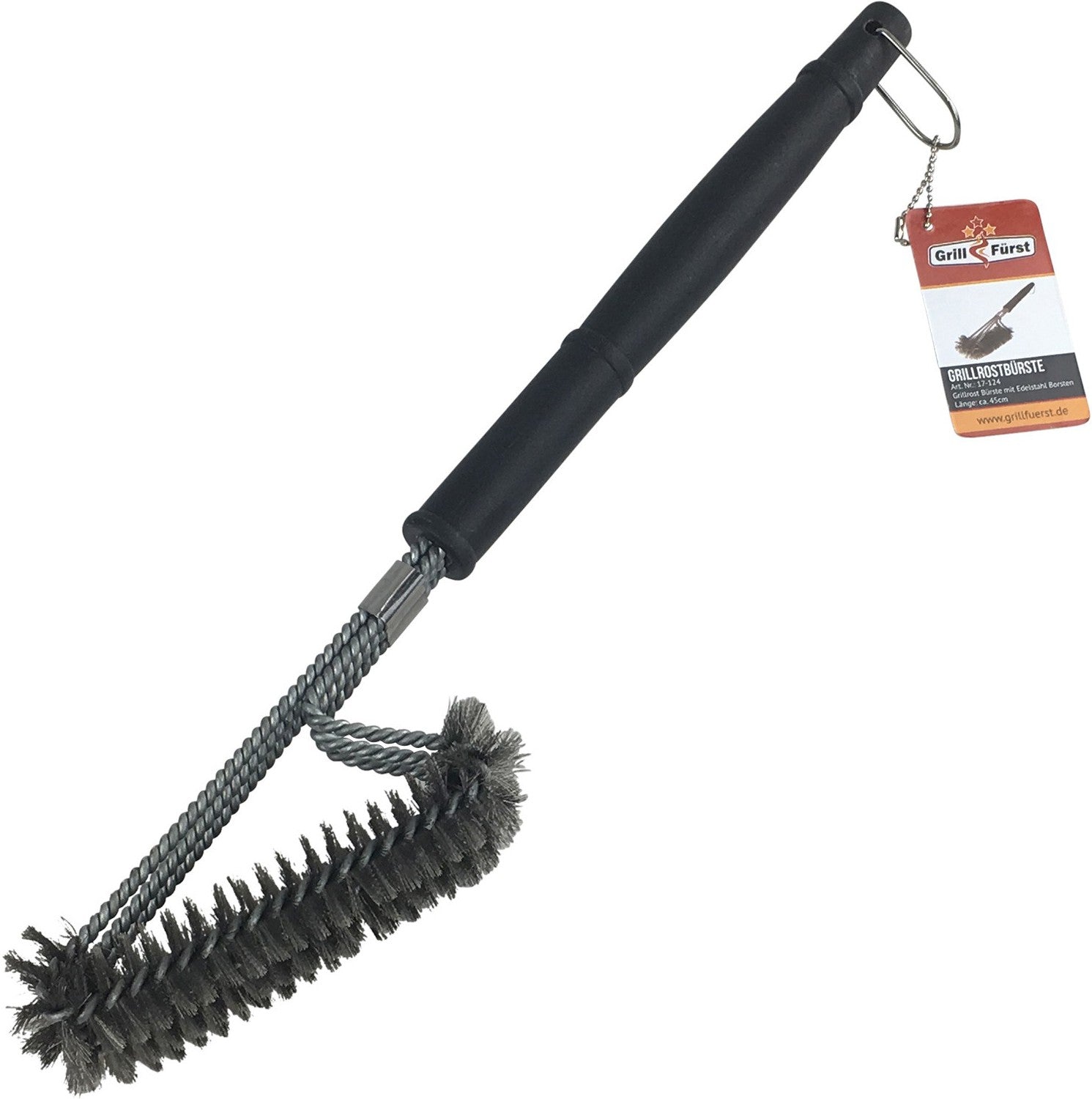 Grillbørste rustfritt stål 45 cm trippelhode - Grillfürst bakside