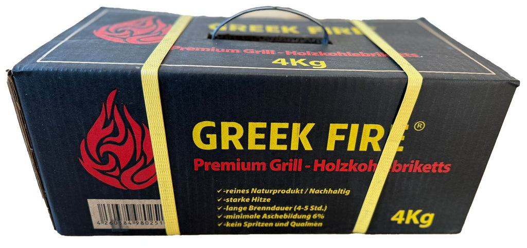 Grillbriketter 4 kg eik og bøk - Greek Fire forfra