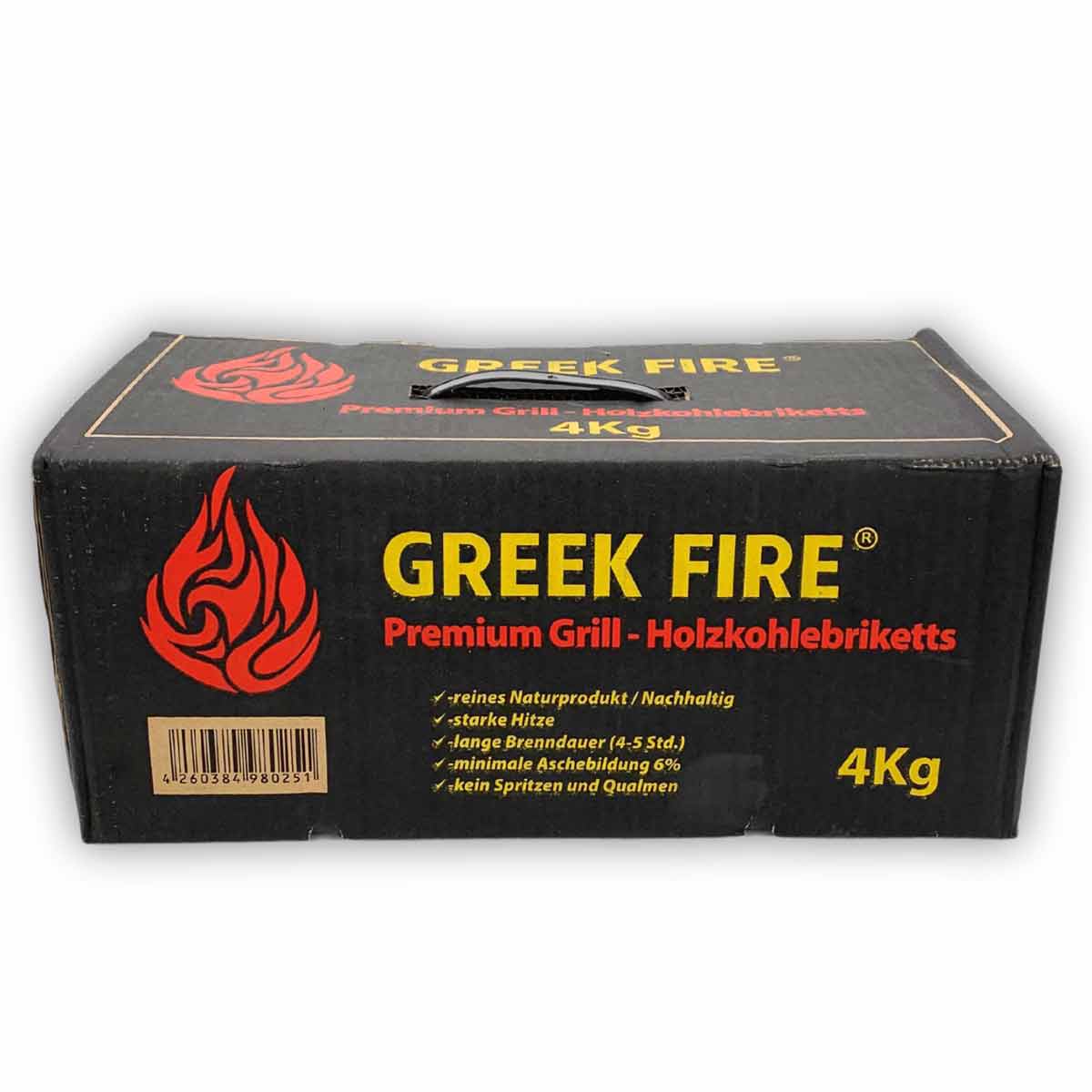 Grillbriketter 4 kg - Greek Fire pakket og klar til bruk