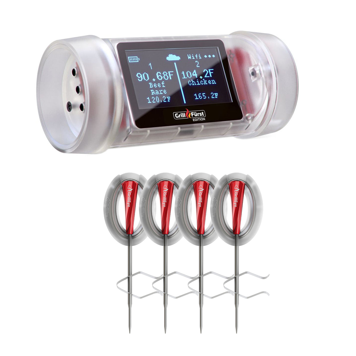 GrillEye MAX smart WiFi steketermometer med 4 prober forfra