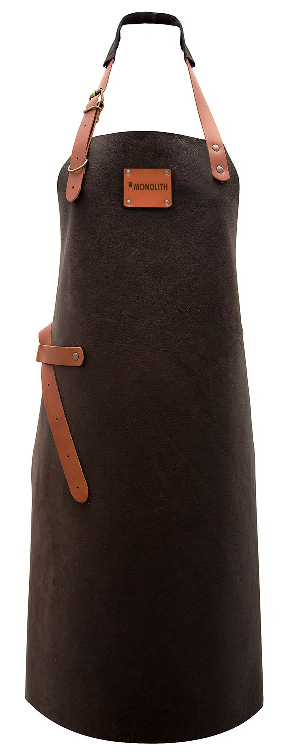 Grillforklæ Apron lær str. L brun - Monolith forfra