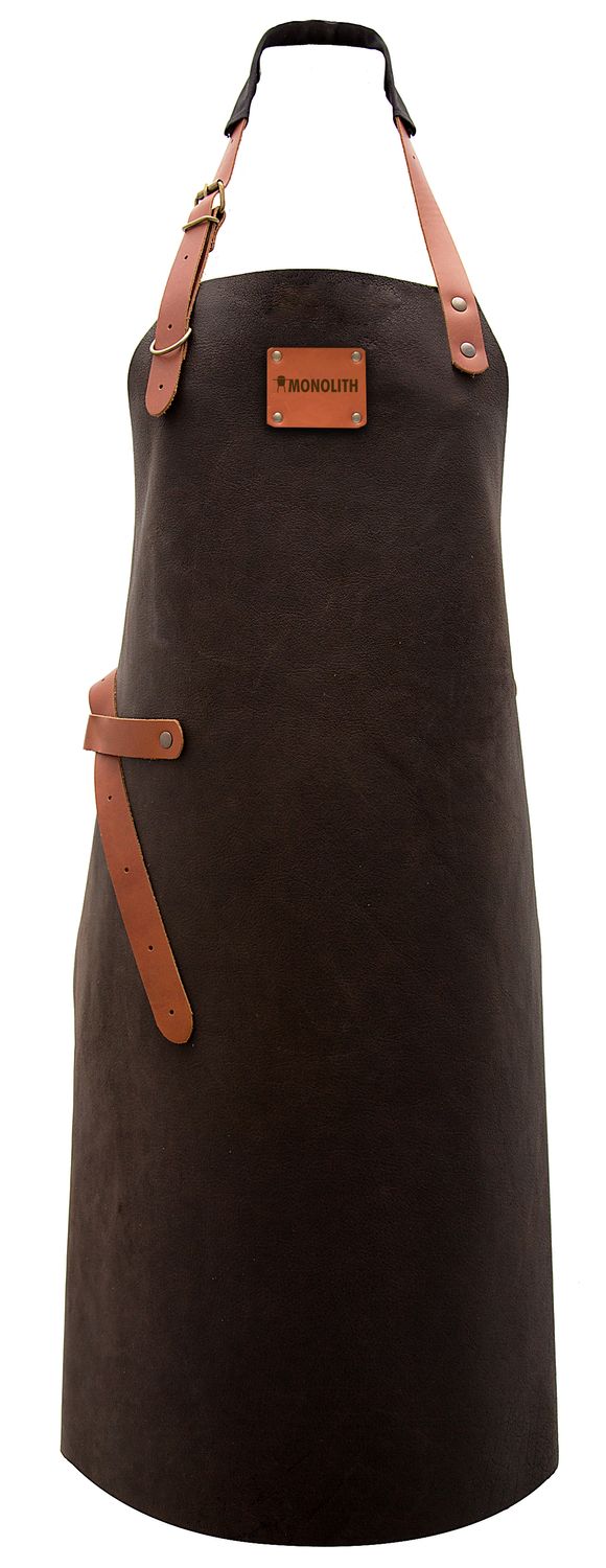 Grillforklæ Apron lær str. XL brun - Monolith forfra