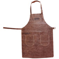 Grillforklæ lær cognac med lommer 70x95 cm str. 2 foran