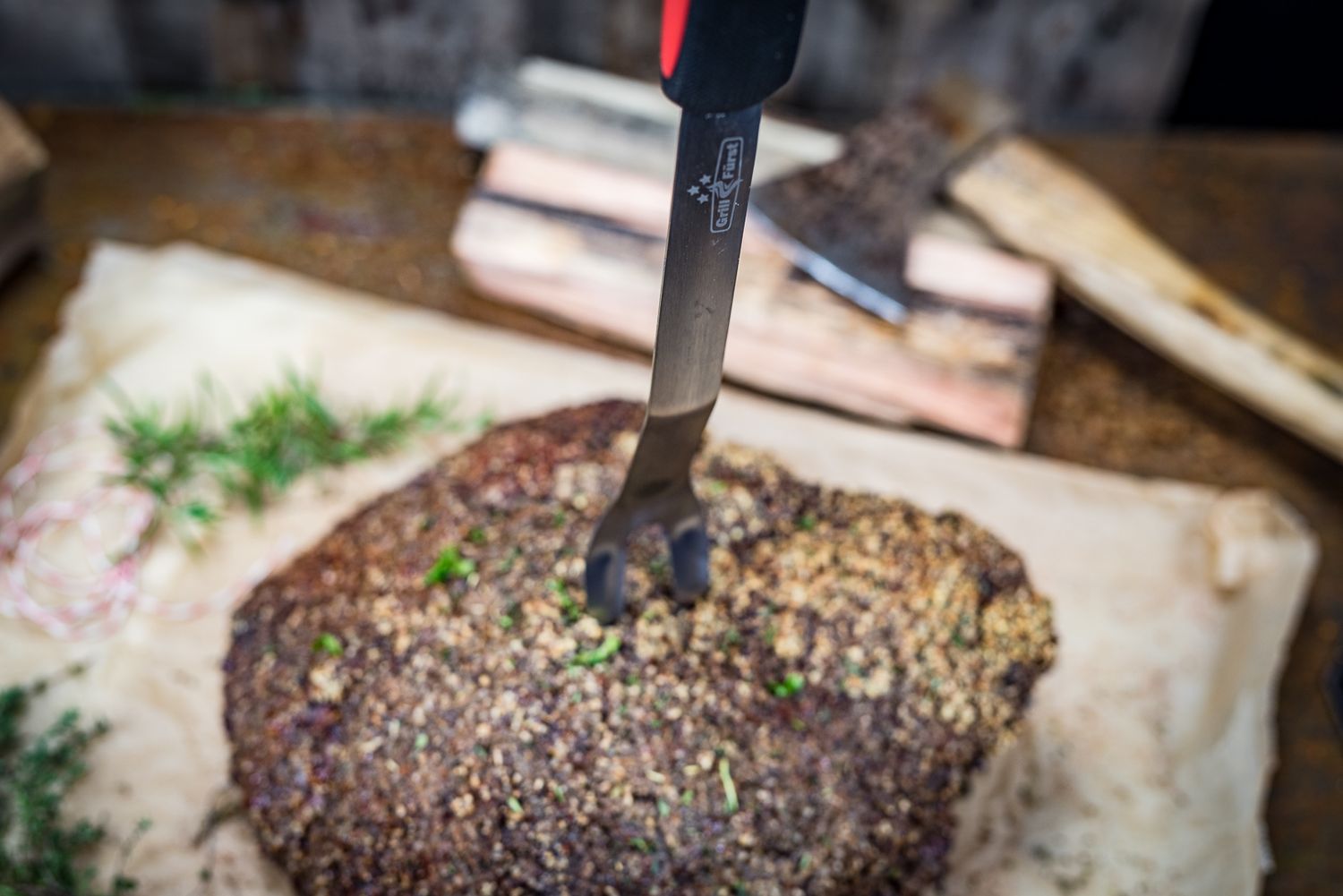 Bakside av Grillgaffel rustfritt stål 45 cm - Grillfürst