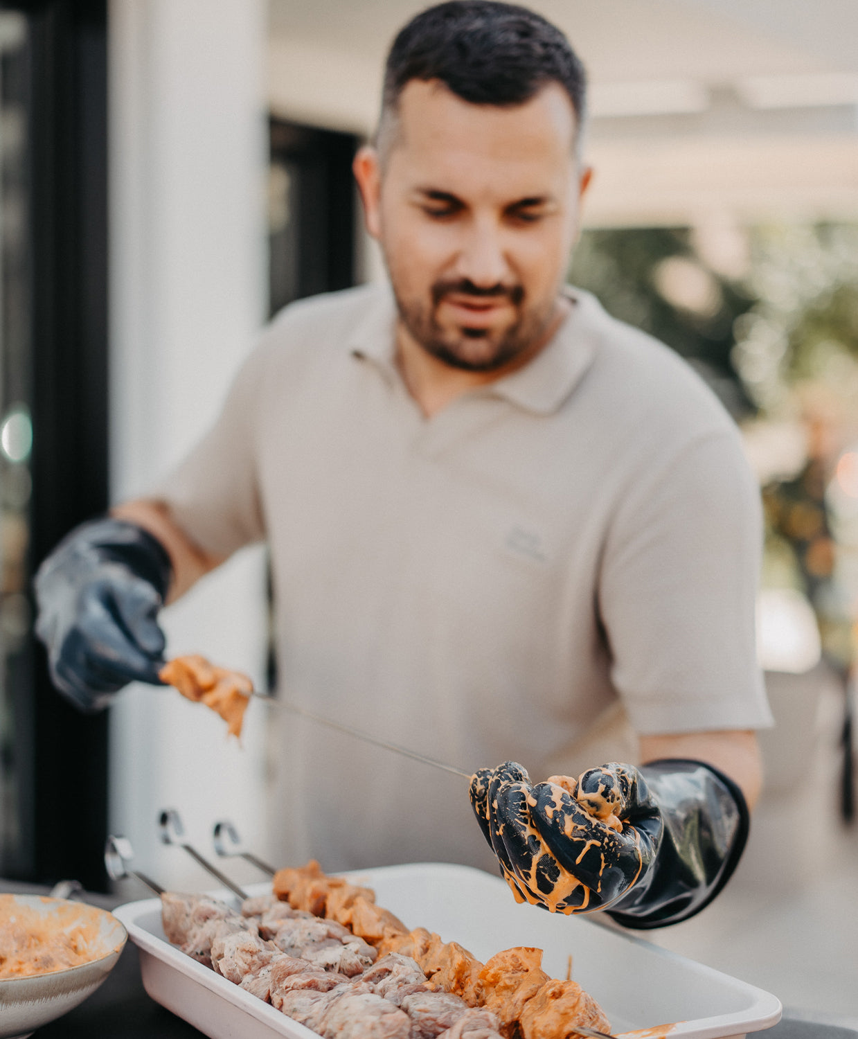 Grillhansker HeatPro Gloves silikon antrasitt XXL bakside