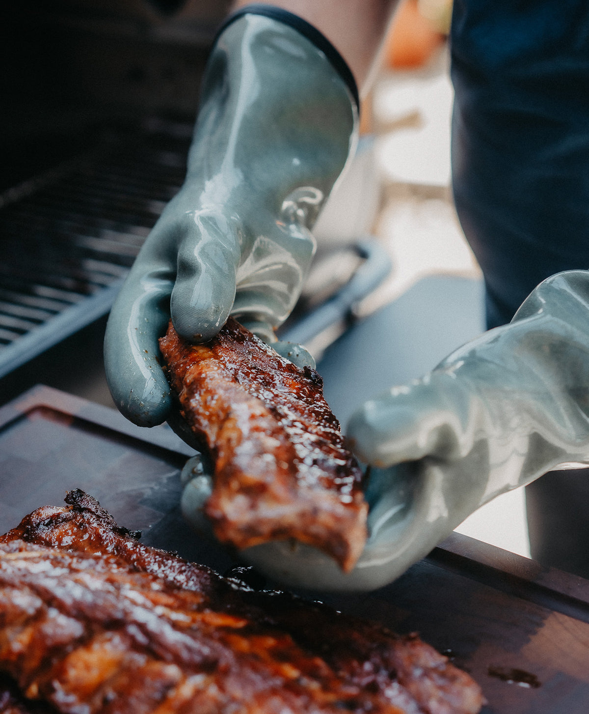Grillhansker HeatPro silikon olivengrønn str XXL bakside