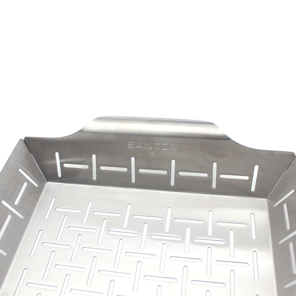 Montert Grillkurv L rustfritt stål 35 x 24,2 cm - SANTOS på grillen