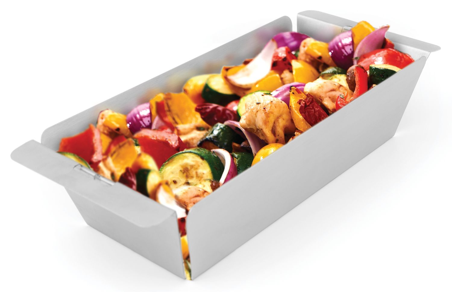 Bakside av Grillkurv Narrow wok rustfritt stål smal 37x17 cm