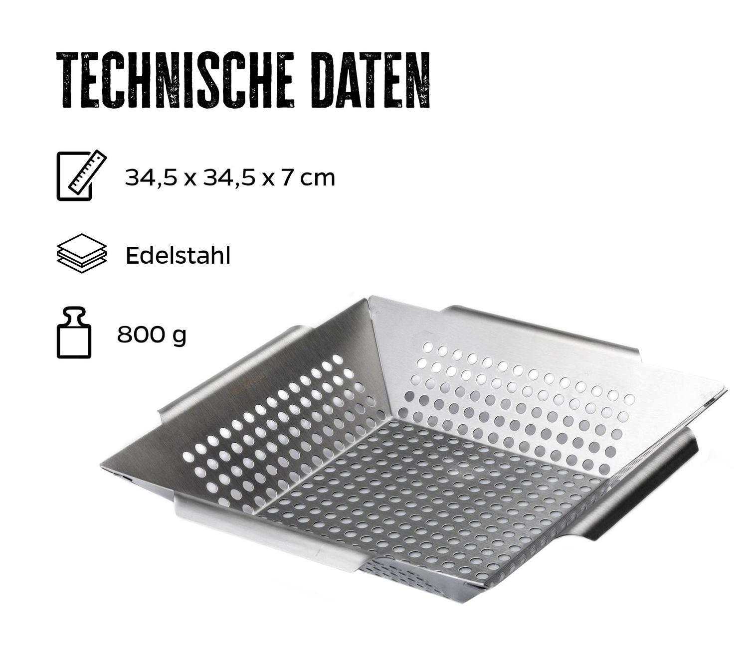 Grillkurv rustfritt stål 34,5 x 34,5 cm - Grillfürst bakside