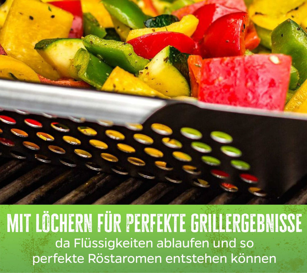 Grillkurv rustfritt stål 34,5 x 34,5 cm - Grillfürst montert på grill