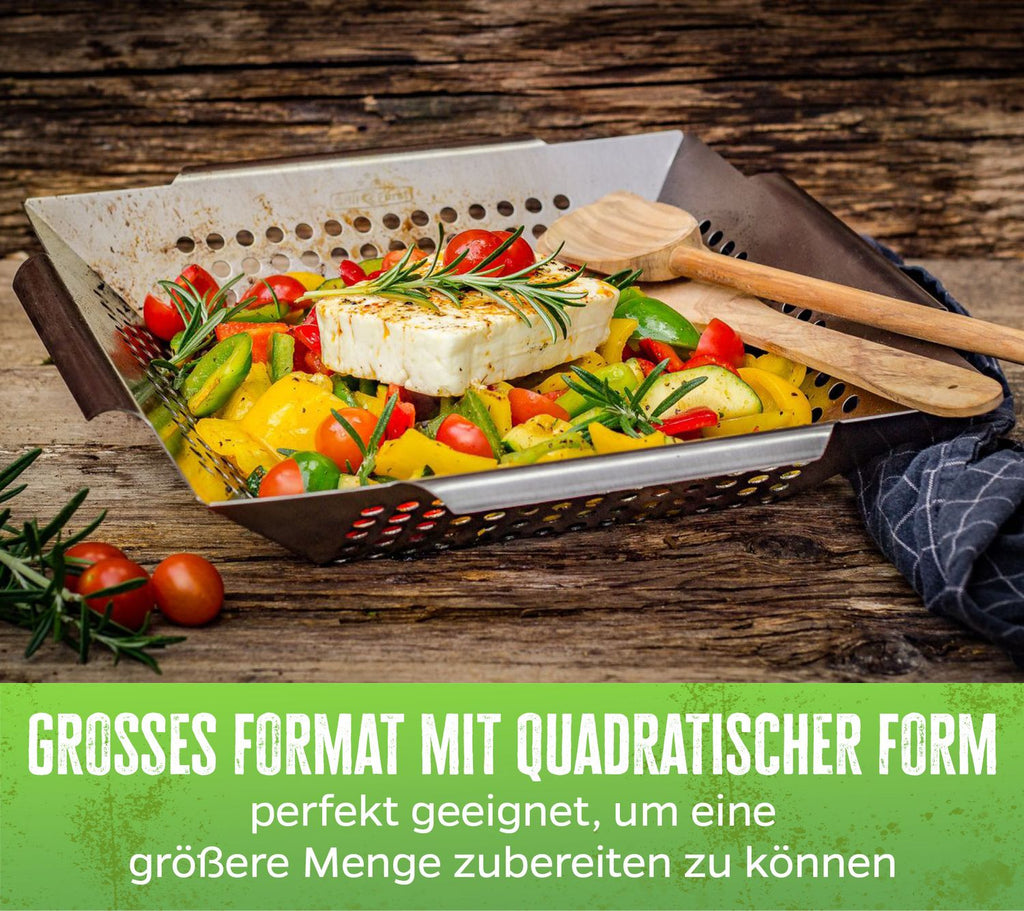 Grillkurv rustfritt stål 34,5 x 34,5 cm - Grillfürst helhetlig oversikt
