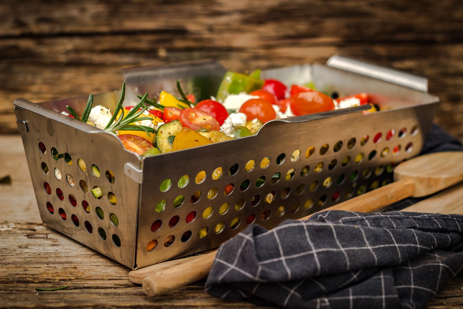 Grillkurv rustfritt stål rektangulær 31 x 16 cm på grillrist