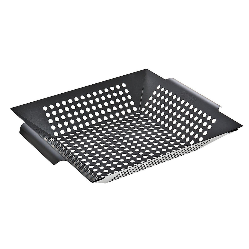 Grillkurv XL grillwok svart 30,5 x 30,5 cm - SANTOS forfra