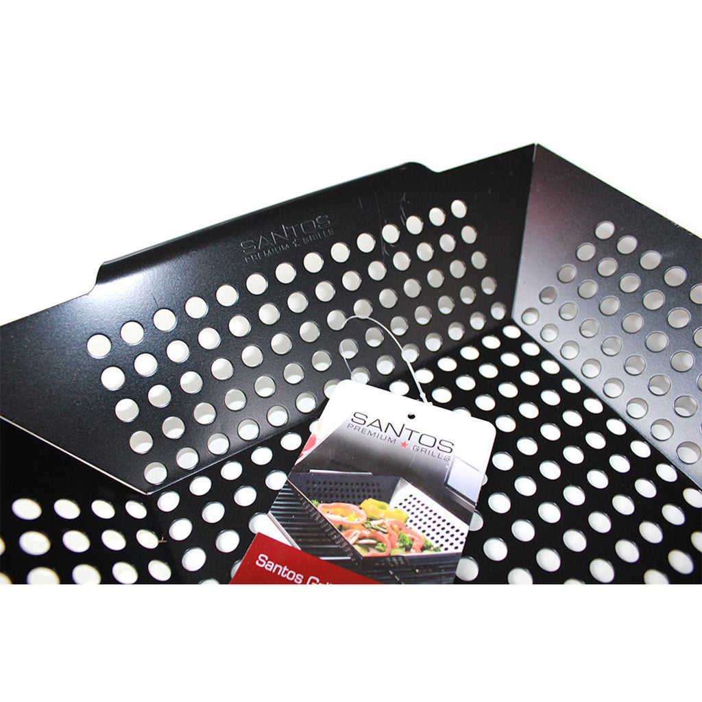 Grillkurv XL grillwok svart 30,5 x 30,5 cm - SANTOS detalj av hull