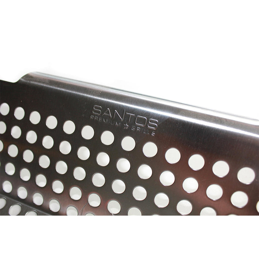 Grillkurv XL rustfritt stål 30,5 x 30,5 cm - SANTOS montert på grill
