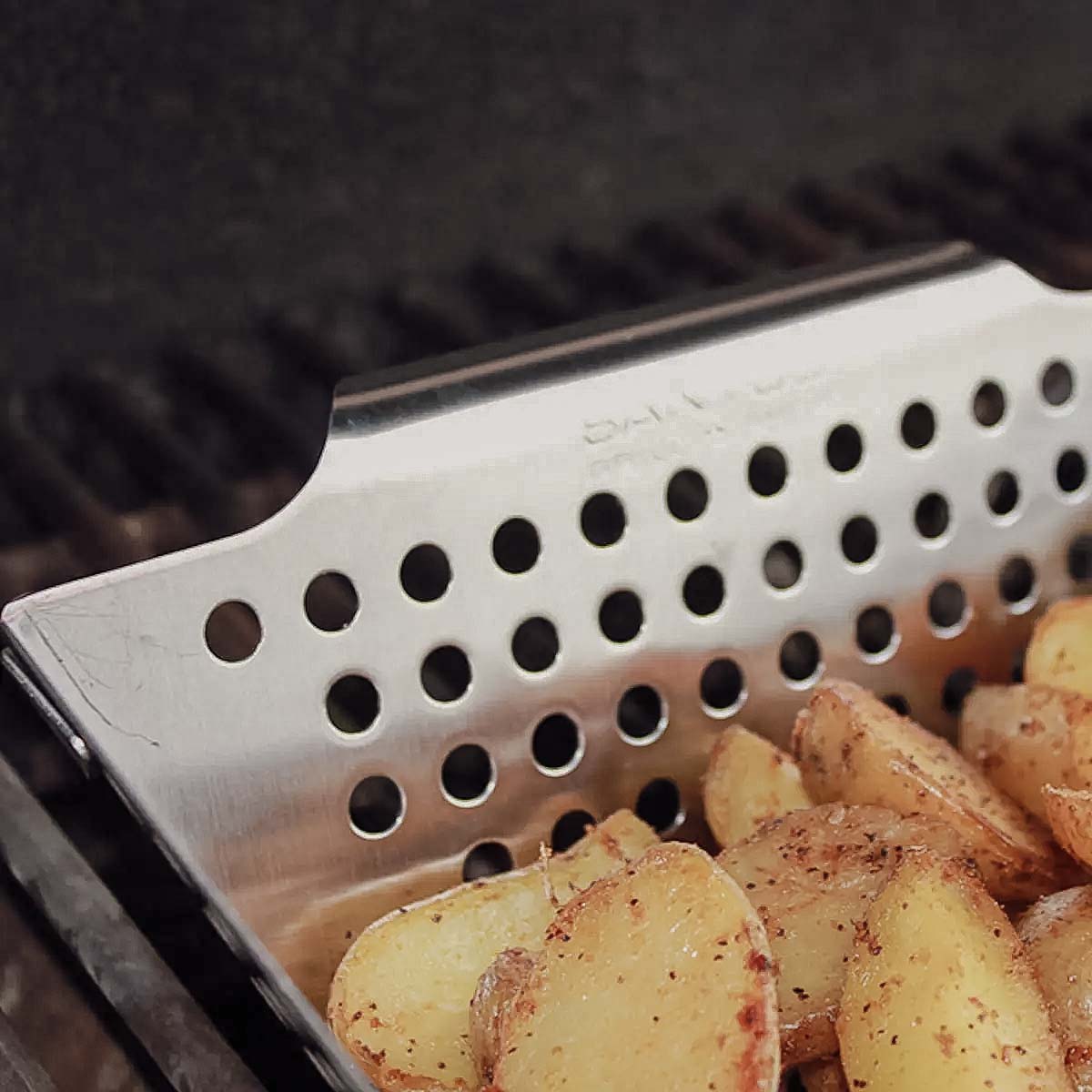 Bakside av Grillkurv XS rustfritt stål 21,5 x 21,5 cm - SANTOS