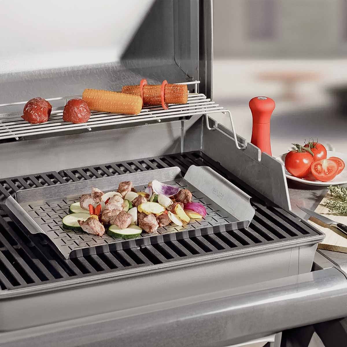 Grillkurv XXL rustfritt stål 44,5 x 30 cm - SANTOS bakside
