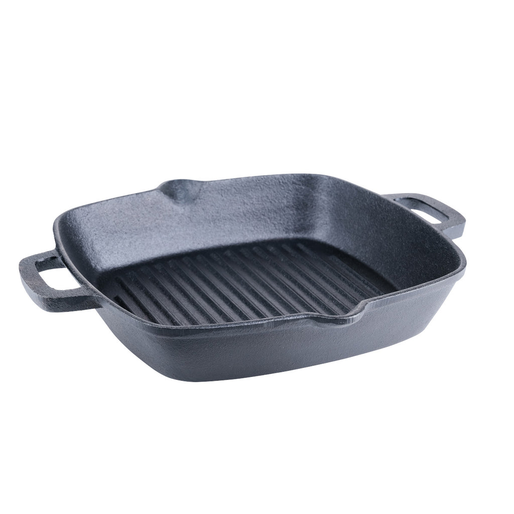 Grillpanne støpejern kvadratisk 26 x 26 cm - SANTOS forfra
