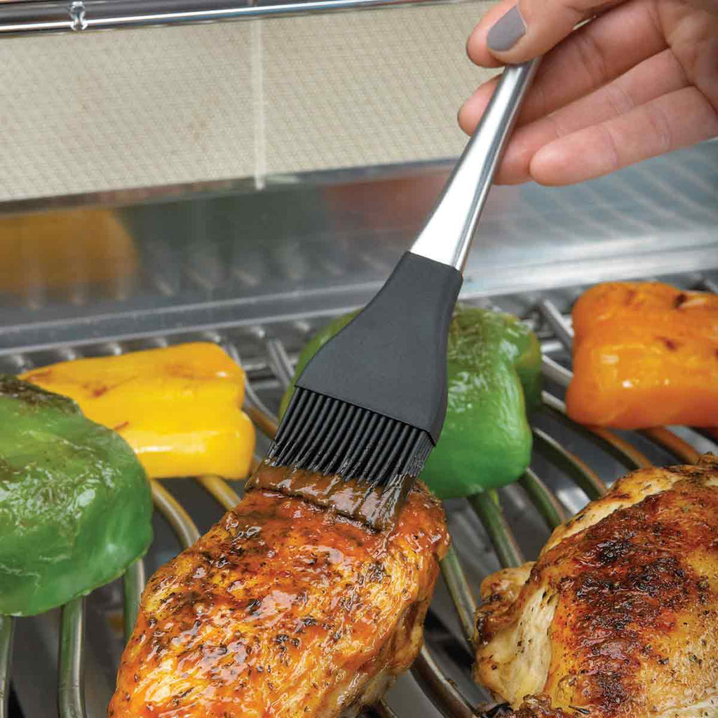 Grillpensel rustfritt stål med silikonbust 34 cm - Napoleon nærbilde av silikonbørster