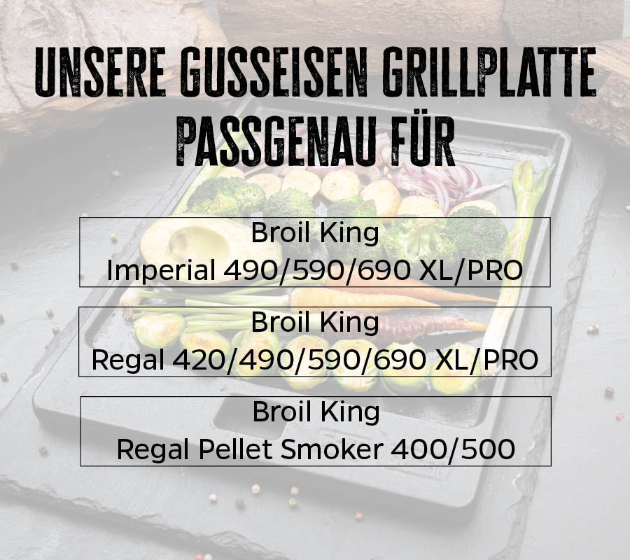 Grillplate støpejern for Imperial/Regal 48x31 cm - Grillfürst bakside