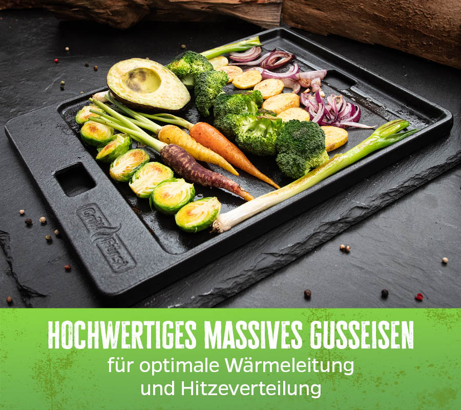 Montert Grillplate støpejern for Baron/Crown 43,3x32 cm - Grillfürst på grill