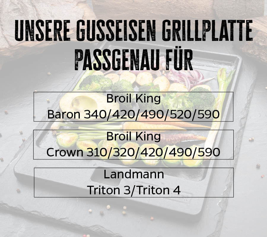 Grillplate støpejern for Baron/Crown 43,3x32 cm - Grillfürst bakside
