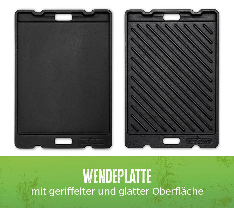 Detaljbilde av riflet side på Grillplate støpejern for Imperial/Regal 48x31 cm - Grillfürst