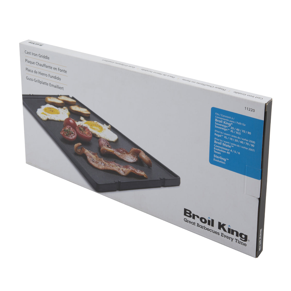 Nærbilde av riflet og glatt side på Grillplate støpejern for Sovereign 43 x 21,5 cm - Broil King