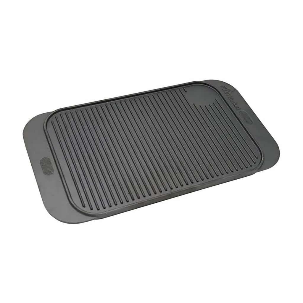 Grillplate støpejern vendbar 48 x 26 cm - FireRocket forfra